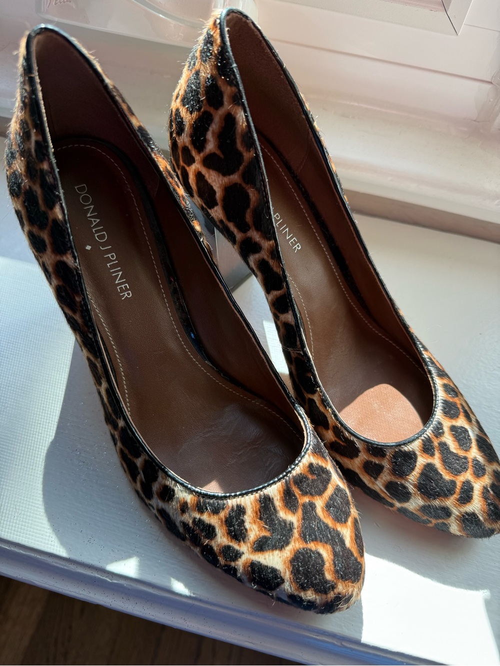 Donald J. Pliner Leopard Haircalf Pumps - Brown & Black